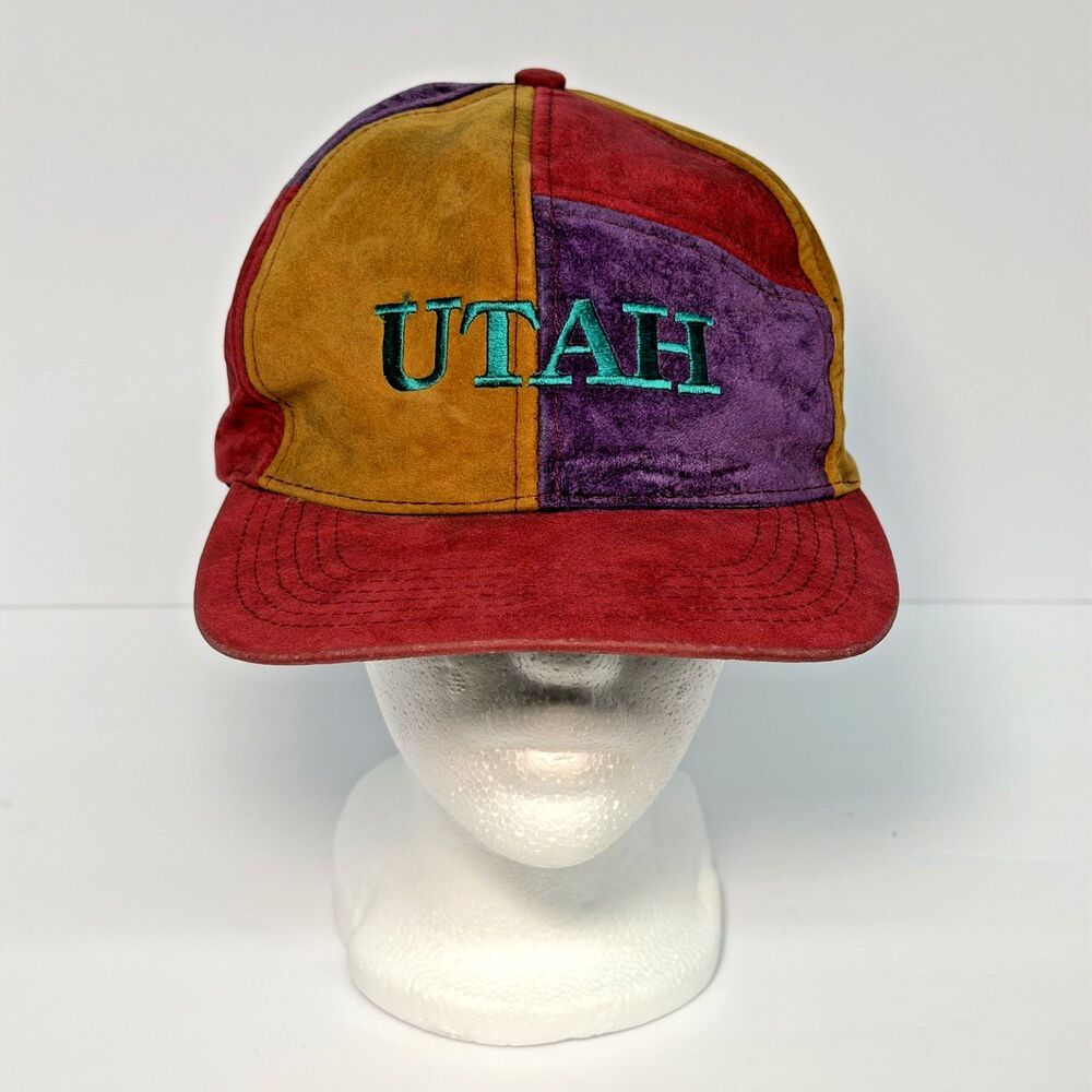 Vintage Smith Western SnapBack Hat Utah Colorblock Pinwheel Design 90s HTF